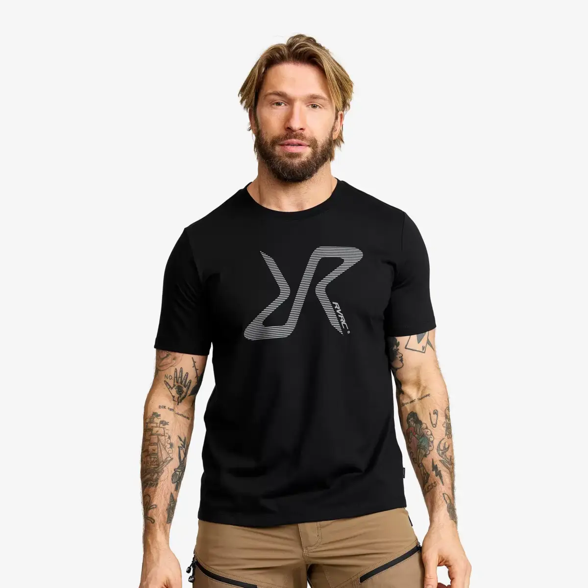 t shirt met eenvoudig grafisch logo voor heren zwart 1 - T-shirt met eenvoudig grafisch logo voor heren, zwart